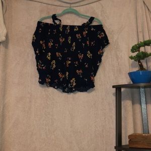 Flower print, tank-top style, shoulder-less shirt!